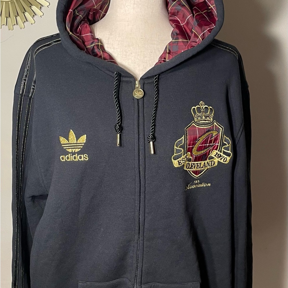 Adidas Cleveland Cavaliers The Association X-Large Full Zip Hoodie Black, Red